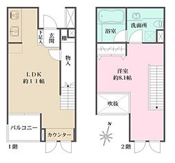 マーサル中野坂上 1階1LDKの間取り