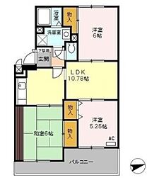 クレール清水 2階3LDKの間取り