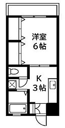 道間マンション 1Kの間取図画像