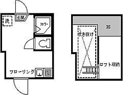 フェリスブロッサム 2階ワンルームの間取り