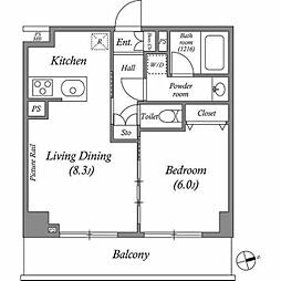 ルクレ上北沢ルネサンスコート 3階1LDKの間取り