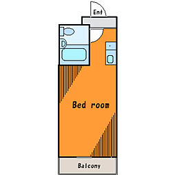 東急目黒線 不動前駅 徒歩6分の賃貸マンション 3階ワンルームの間取り
