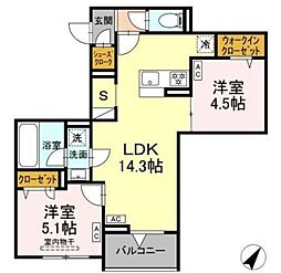 セレスティア東尾久II 2LDKの間取図画像