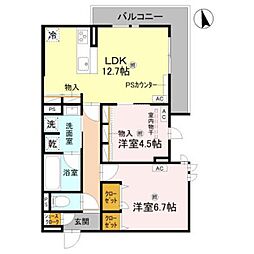 Clashist上住吉 2LDKの間取図画像