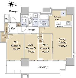 シティタワーズ板橋大山ノースタワー 13階3LDKの間取り
