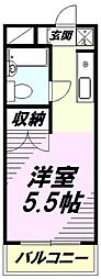JR中央線 西八王子駅 徒歩9分の賃貸マンション 1階ワンルームの間取り