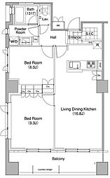 コンフォリア東池袋WEST 2LDKの間取図画像