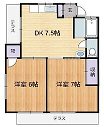ヴィラプルニエ 2DKの間取図画像