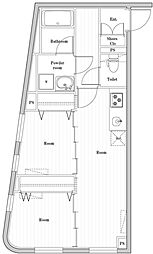 エディット文京千石2 3階2LDKの間取り