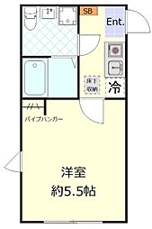 アビターレ杉田 1階1Kの間取り