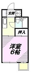JR中央線 西八王子駅 徒歩10分の賃貸マンション 2階1Kの間取り