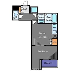 ビバリーホームズ目黒鷹番 1階1DKの間取り