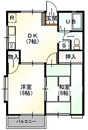 スターハイツ 2DKの間取図画像