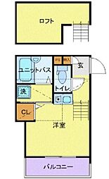 グリーン・ジュピター 2階ワンルームの間取り