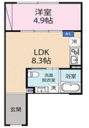 Asher新井薬師 1LDKの間取図画像
