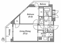 レジデンス新蒲田スクエア 1LDKの間取図画像