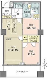 ザ・パークハウス恵比寿 11階2LDKの間取り