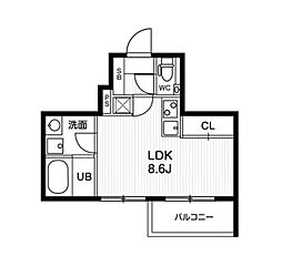 モアリッシェル代官山青葉台 2階ワンルームの間取り