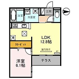 阪急京都本線 茨木市駅 徒歩7分の賃貸アパート 1階1LDKの間取り