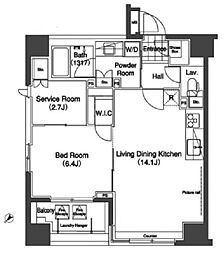 コンフォリア日本橋人形町 9階1SLDKの間取り