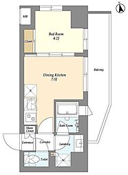 アイフラット品川戸越パークサイド 5階1DKの間取り