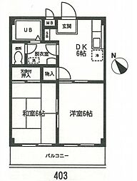 パストラル坂本 2DKの間取図画像