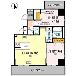 D-ROOM帝塚山 4階2LDKの間取り