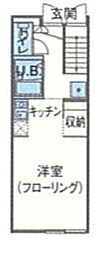 クレール2 1Kの間取図画像