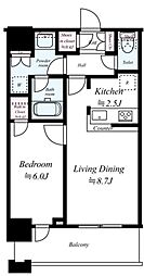 クレストタワー品川シーサイド 1LDKの間取図画像