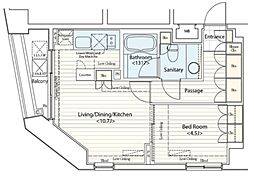 ドゥーエ横濱桜木町 1LDKの間取図画像