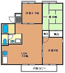 グランドセジュール 2階3LDKの間取り