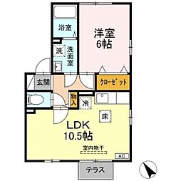 メゾンラ・メール 1LDKの間取図画像