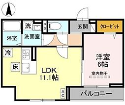 仮称D-ROOM春日部南一丁目 1階1LDKの間取り