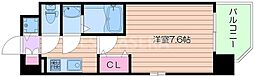 クリスタルグランツ東天満 1Kの間取図画像