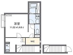 小田急小田原線 玉川学園前駅 徒歩4分の賃貸アパート 2階1Kの間取り