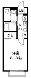 アイビスハイム 1Kの間取図画像