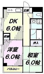 ガーデンハイツ昭島 2階2DKの間取り