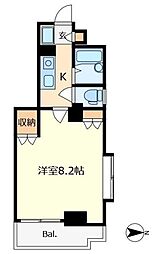 グランメール国立 1Kの間取図画像