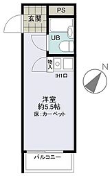 東京メトロ半蔵門線 表参道駅 徒歩8分の賃貸マンション 2階ワンルームの間取り