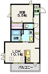 グリシーヌあざみ野 2階1LDKの間取り