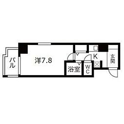 エステムコート京都烏丸IIIジャパニズム 3階1Kの間取り