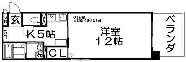 アベニール香里 ｜大阪府寝屋川市松屋町(賃貸マンション1K・2階・36.51㎡)の写真 その2