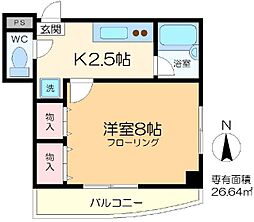マリーナタカケンビルNo6 1Kの間取図画像