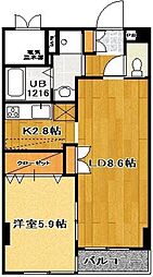 プラッサ西参道 1階1LDKの間取り