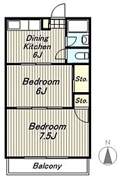佐伯マンション 1階2DKの間取り