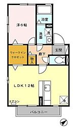 スプリングコート 2階1LDKの間取り