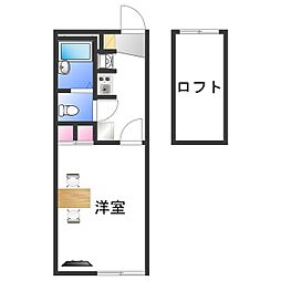 レオパレスプレミール 1階1Kの間取り