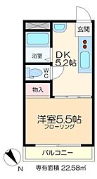 サンハイム門前仲町 3階1DKの間取り