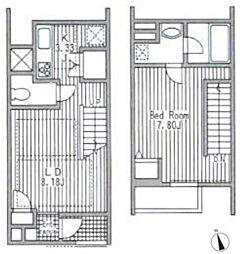 四谷アパートメント 1階1LDKの間取り