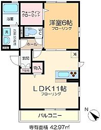 ソレーユ 1LDKの間取図画像